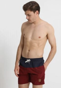 URBAN CLASSICS Block - Short De Bain - Navy/Burgundy