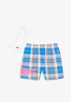 Lacoste Bain Homme Mh5644 - Short De Bain - Bleu Blanc -Tenue Sport Homme Magasin 1ac61d6453144ef48acc3aa8858d61c1