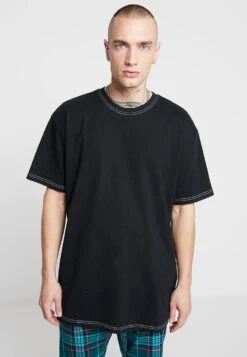 URBAN CLASSICS Heavy Oversized Contrast Stitch Tee - T-Shirt Basique - Black