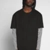 URBAN CLASSICS Double Layer Striped Tee - T-Shirt À Manches Longues - Black -Tenue Sport Homme Magasin 386ca0f4678341bda7c0f77966e9fb99