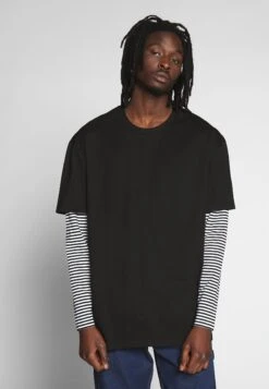 URBAN CLASSICS Double Layer Striped Tee - T-Shirt À Manches Longues - Black