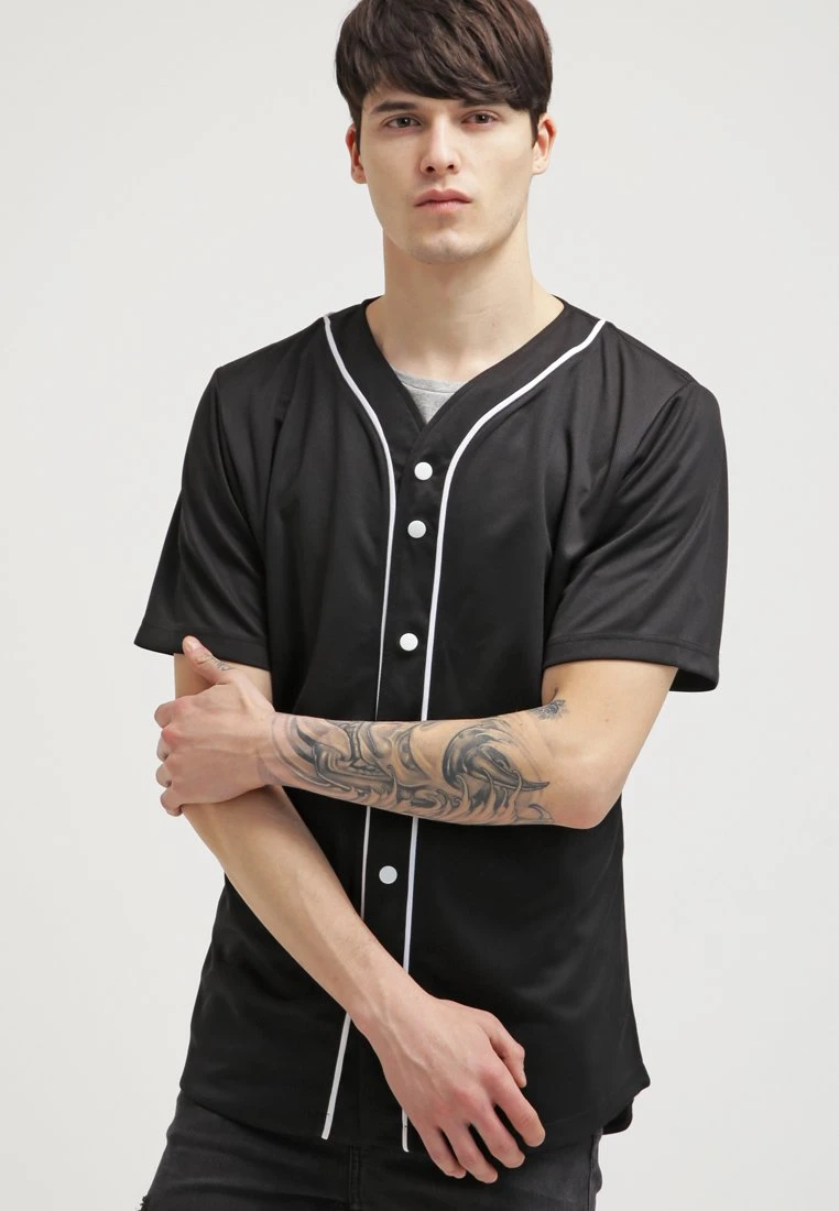 URBAN CLASSICS Baseball - Chemise - Black/White 3 URBAN CLASSICS Baseball - Chemise - Black/White