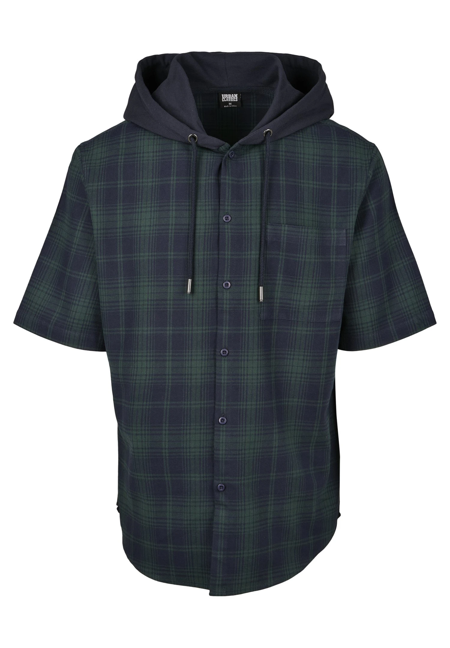 URBAN CLASSICS Hooded Short Sleeve Shirt - Chemise - Navy 7 URBAN CLASSICS Hooded Short Sleeve Shirt - Chemise - Navy – Image 5