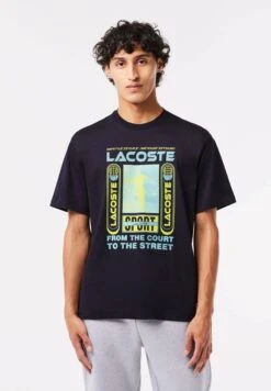 Lacoste T-Shirt Imprimé - Bleu Marine Hde
