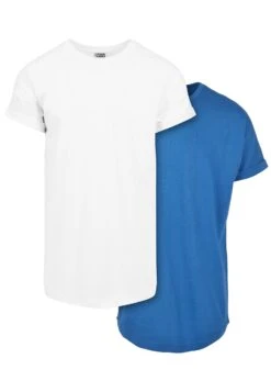 URBAN CLASSICS Pre-Pack Long Shaped Turnup 2-Pack - T-Shirt Basique - White Sporty Blue
