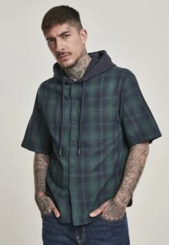 URBAN CLASSICS Hooded Short Sleeve Shirt - Chemise - Navy