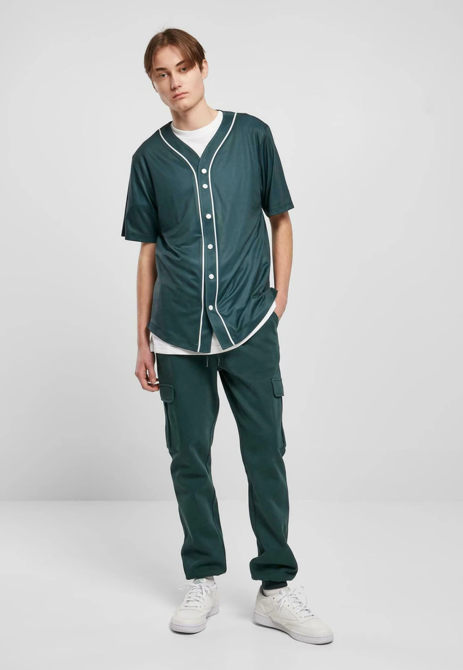 URBAN CLASSICS Baseball - Chemise - Bottlegreen White 4 URBAN CLASSICS Baseball - Chemise - Bottlegreen White – Image 2