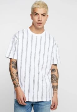 URBAN CLASSICS Heavy Oversized Stripe Tee - T-Shirt Imprimé - White/Navy