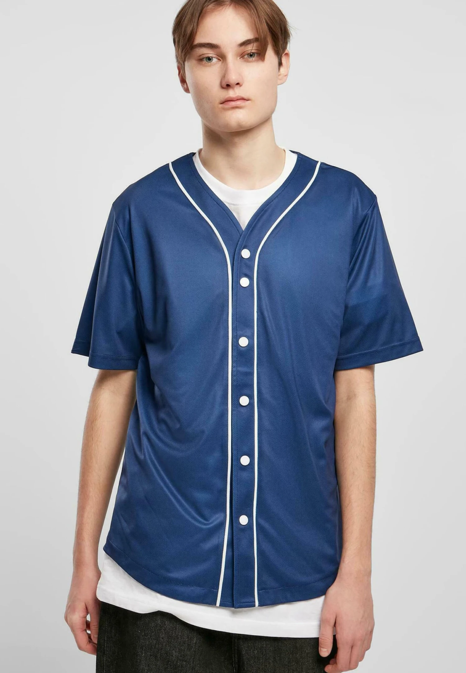 URBAN CLASSICS Baseball - Chemise - Spaceblue White 3 URBAN CLASSICS Baseball - Chemise - Spaceblue White