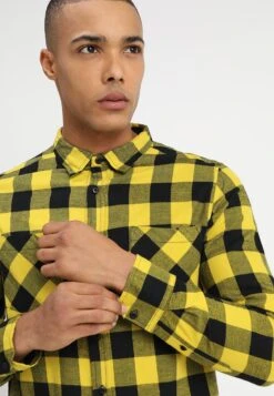 URBAN CLASSICS Checked - Chemise - Yellow -Tenue Sport Homme Magasin fb62209c1bd242f1b23b6e0b95517e35