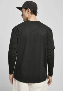 URBAN CLASSICS Oversized Shaped Double Layer Tee - T-Shirt À Manches Longues - Black/Black -Tenue Sport Homme Magasin fd3be47ae017453db2c4e256cd717f99