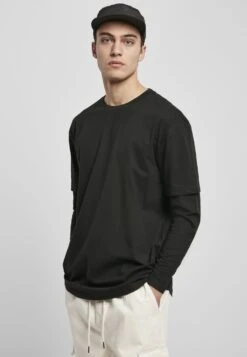 URBAN CLASSICS Oversized Shaped Double Layer Tee - T-Shirt À Manches Longues - Black/Black